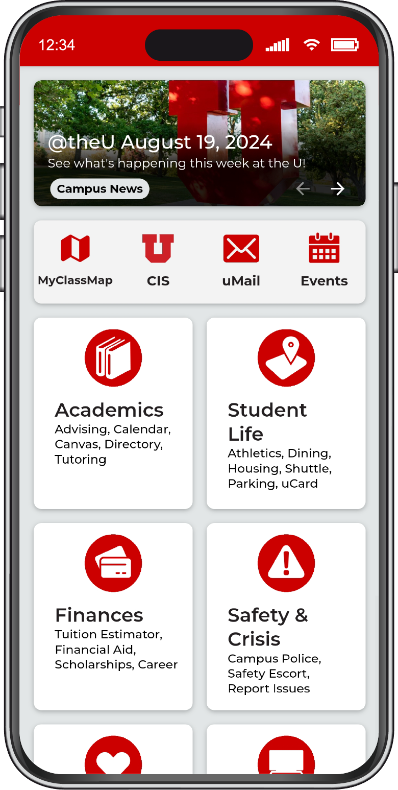 Mobile app redesign homepage screen