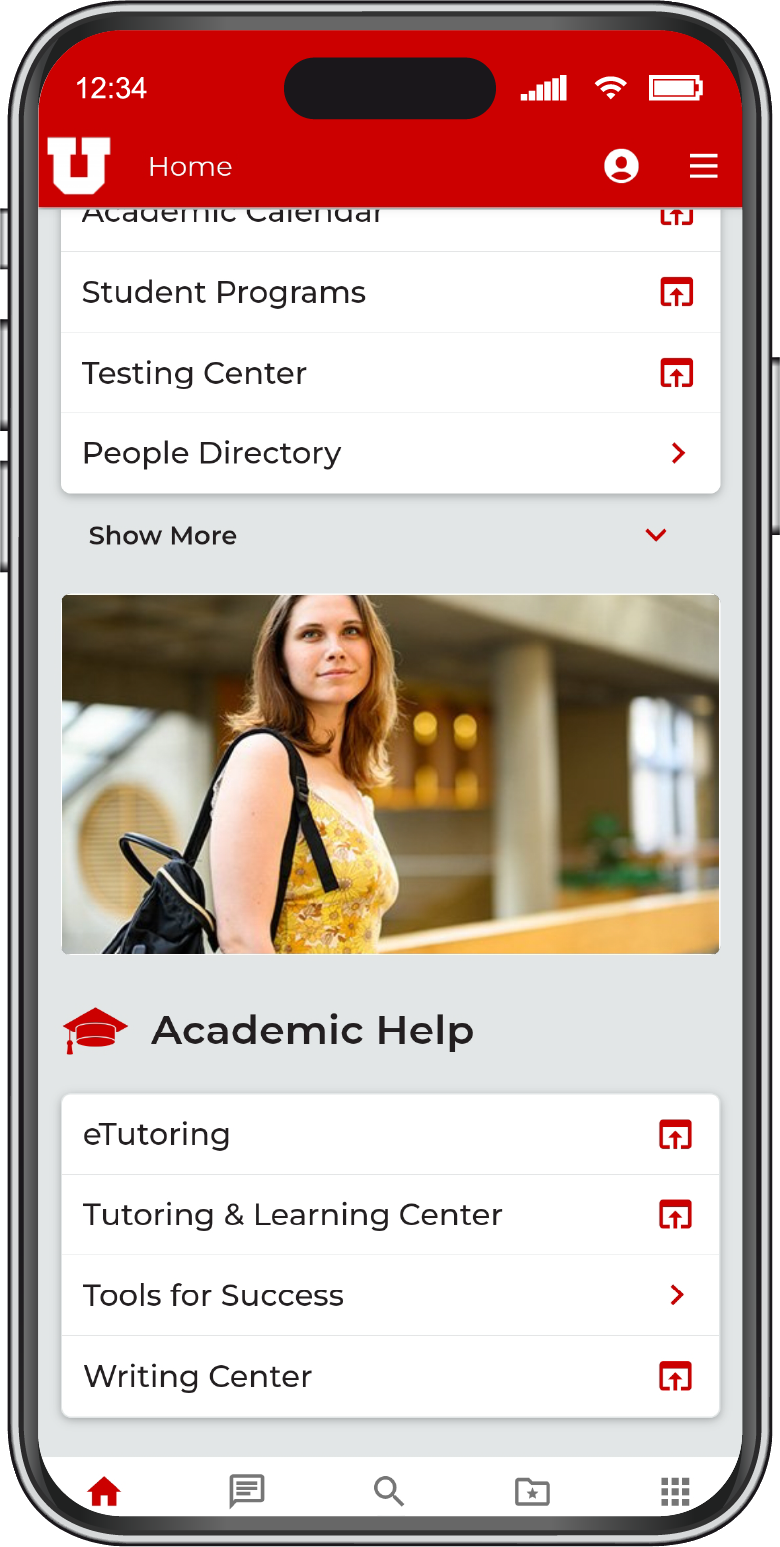 Mobile app redesign academic help screen