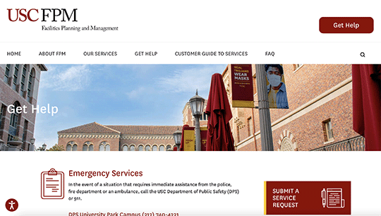 USC Facilities department website