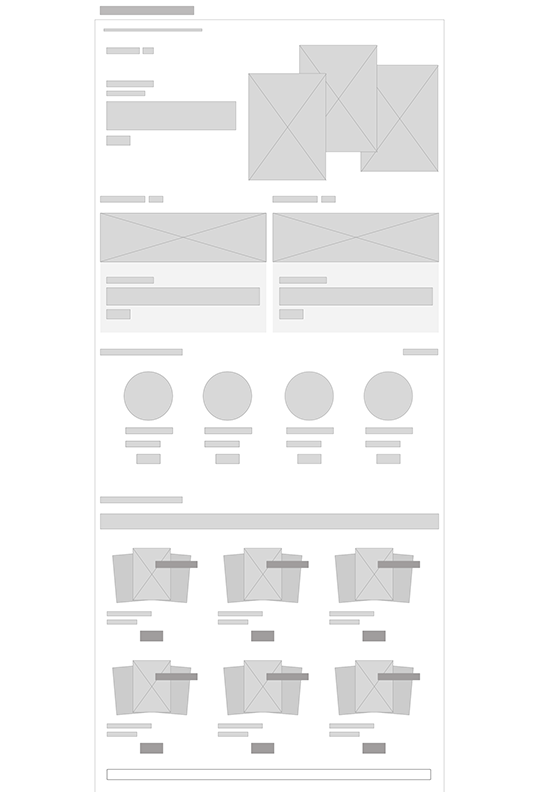 Low-fidelity wireframe of the landing page using Sketch