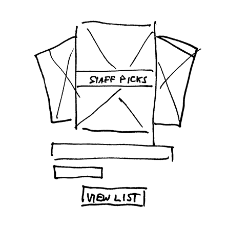 List display idea sketch with fanned out images