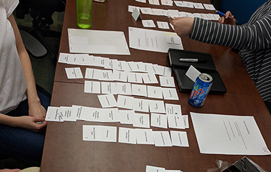 Focus group participants doing card sorting